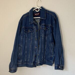 Vintage Denim Gear Trucker Jacket Men L Blue 90s Hong Kong Workwear Western Gorp